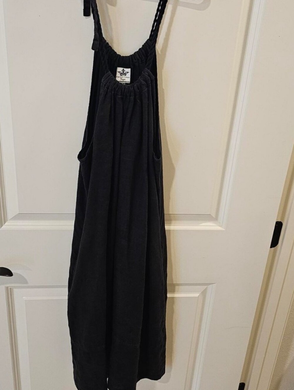 Crown Linen Black Casual Sleeveless Dress
